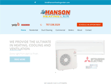 Tablet Screenshot of hansonheatingandair.com